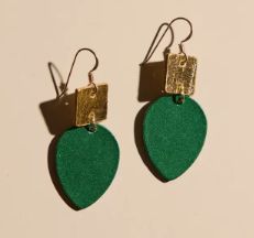 Emerald Sparkle Holiday Light Statement Earrings, Color: Gold/Green