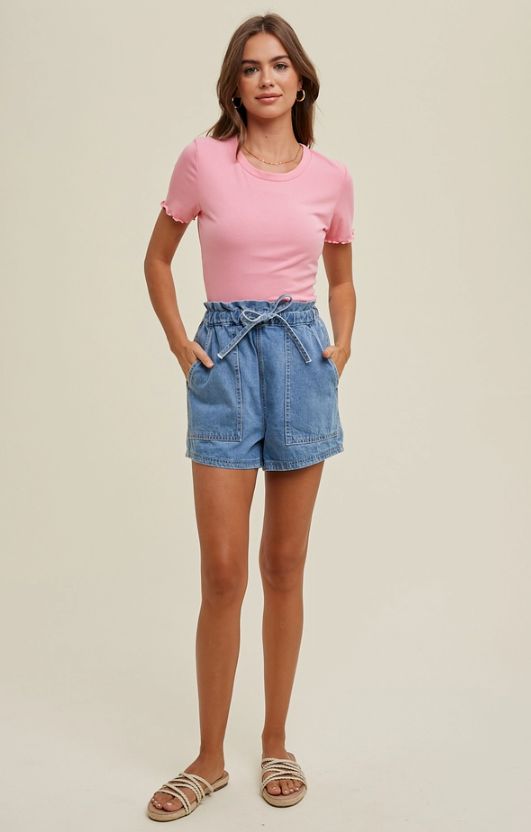 Lettuce Ribbed Knit Top