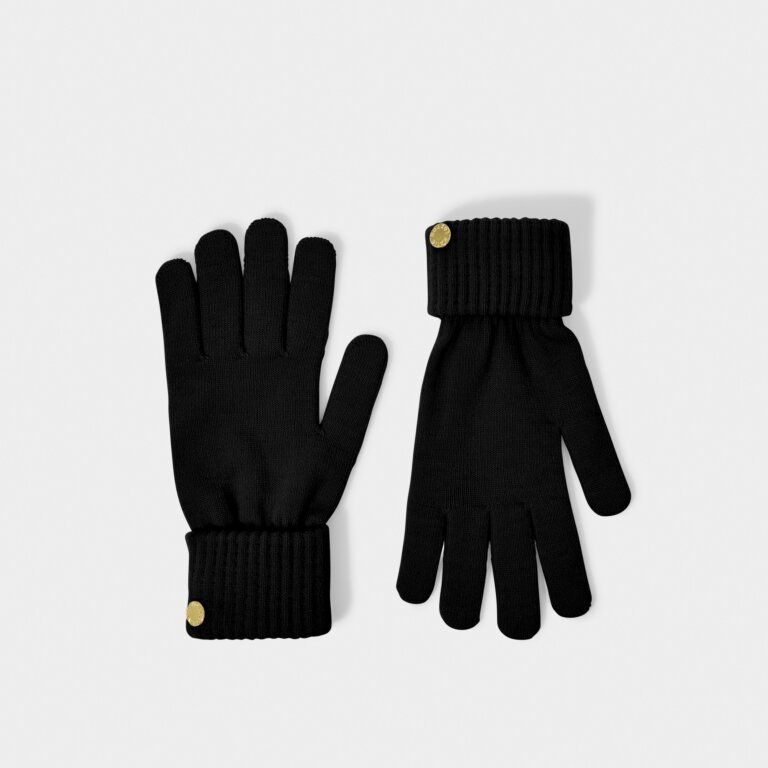 Knitted Gloves, Color: Black