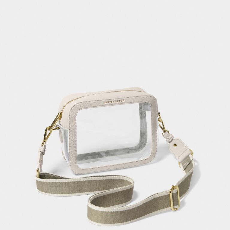 Clear Camera Stadium Crossbody Bag, Color: Off White