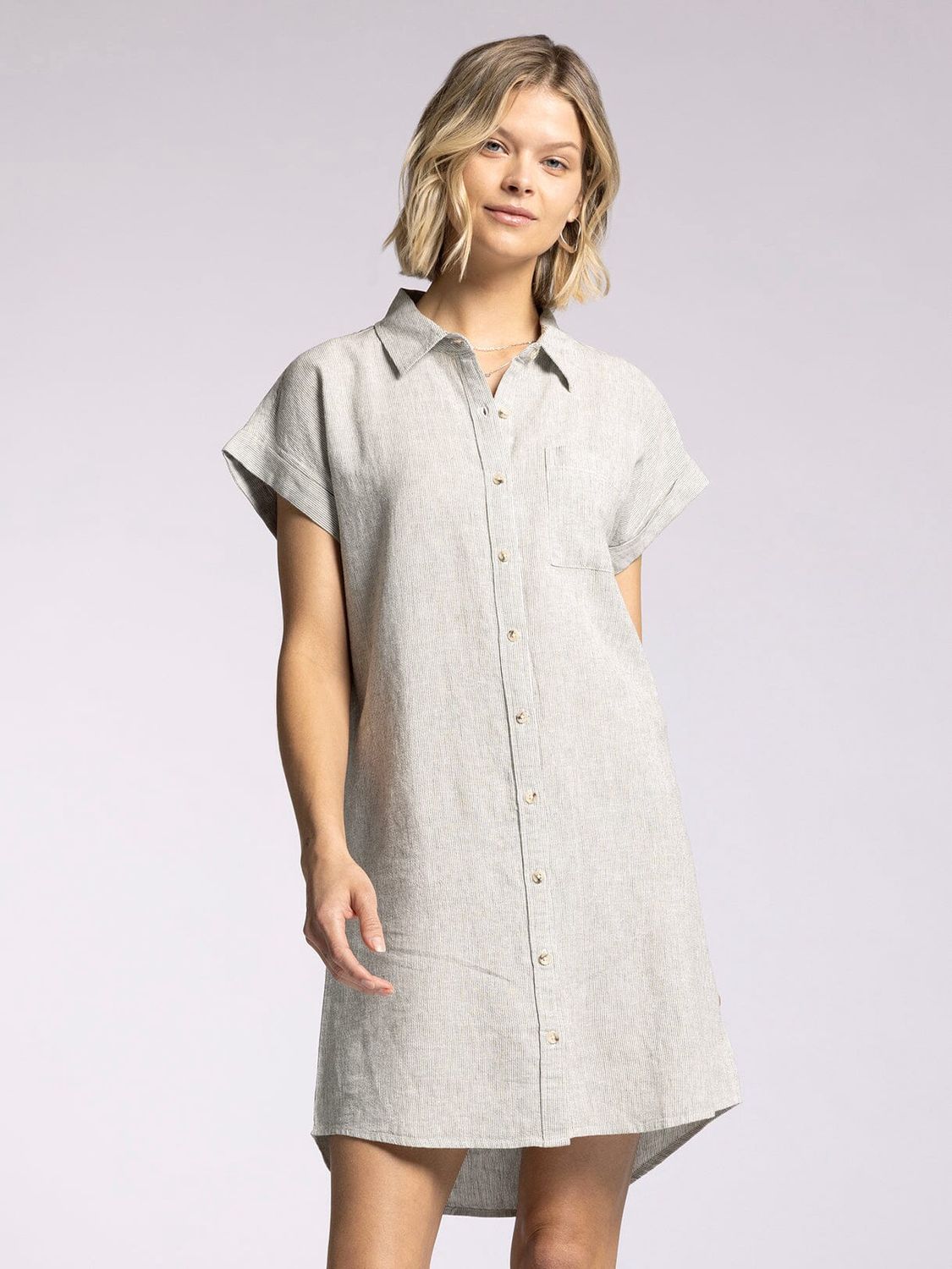 Judson Dress | SALE | MSRP: $75 | 40% Off, Color: Micro Olive Stripe, Size: Small