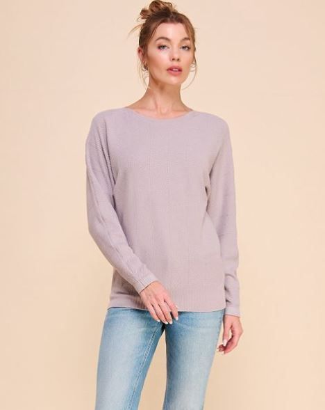 Soft Chevron Dolman Pullover Sweater, Color: Lavender Aura, Size: Small