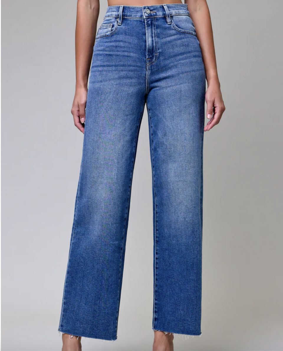 Logan | High Rise Dad Jeans | Raw Hem | 31" Inseam, Color: Medium Dark, Size: 2/26