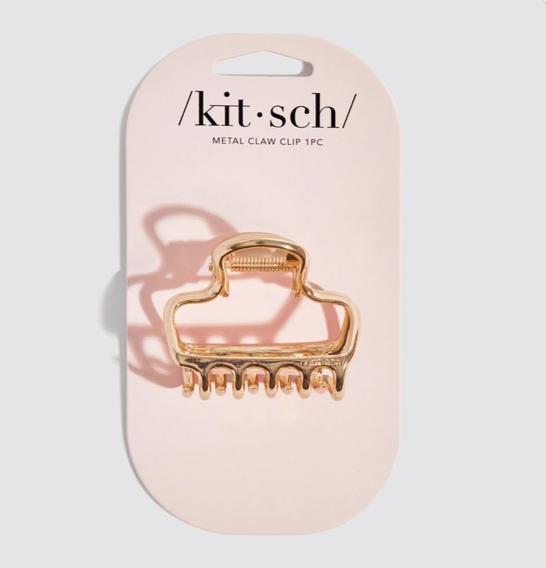 Metal Medium Open Shape Puffy Claw Clip, Color: Gold