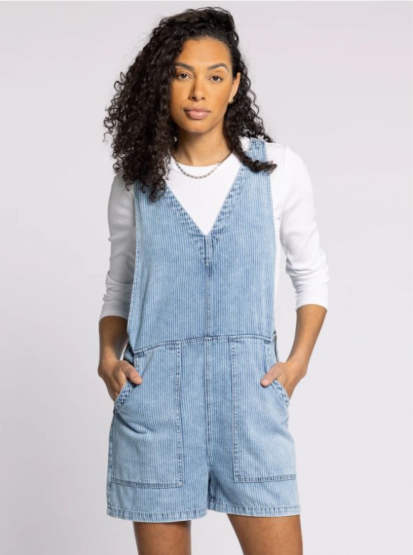 Rosemary Romper, Color: Washed Indigo Stripe, Size: Small