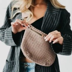 Suede Westlyn Woven Bum Bag, Color: Primrose