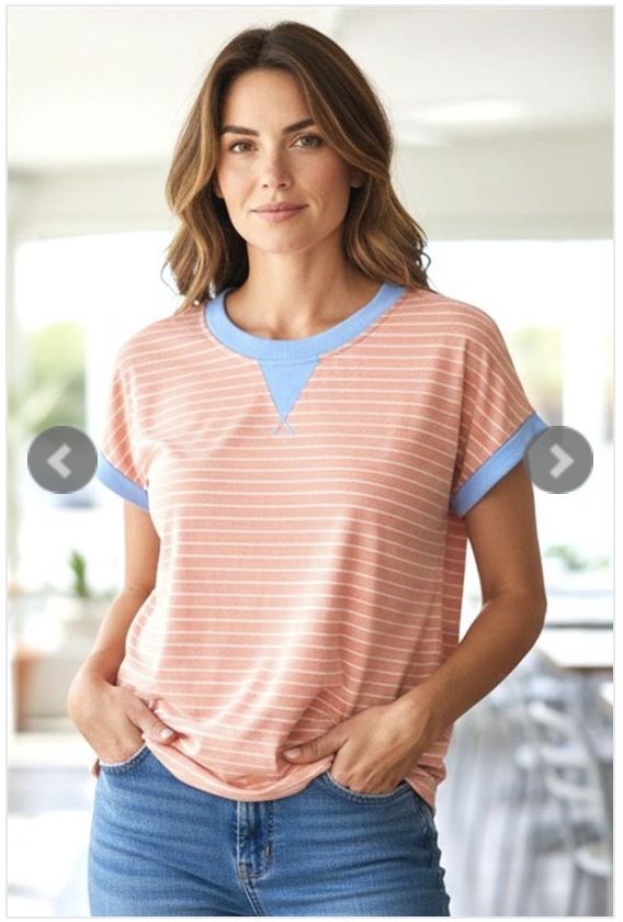 Blue &amp; Pink Trimmed Top