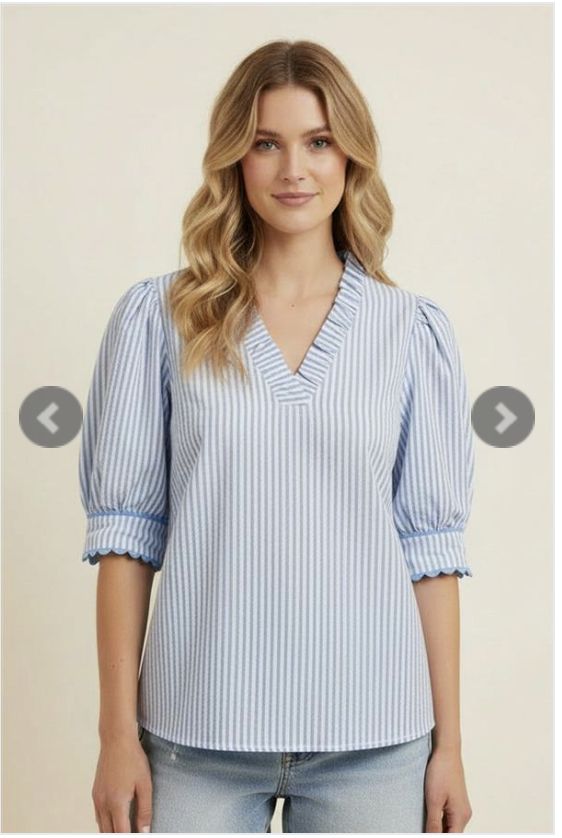Baby Blue Frilled Half Sleeve Top