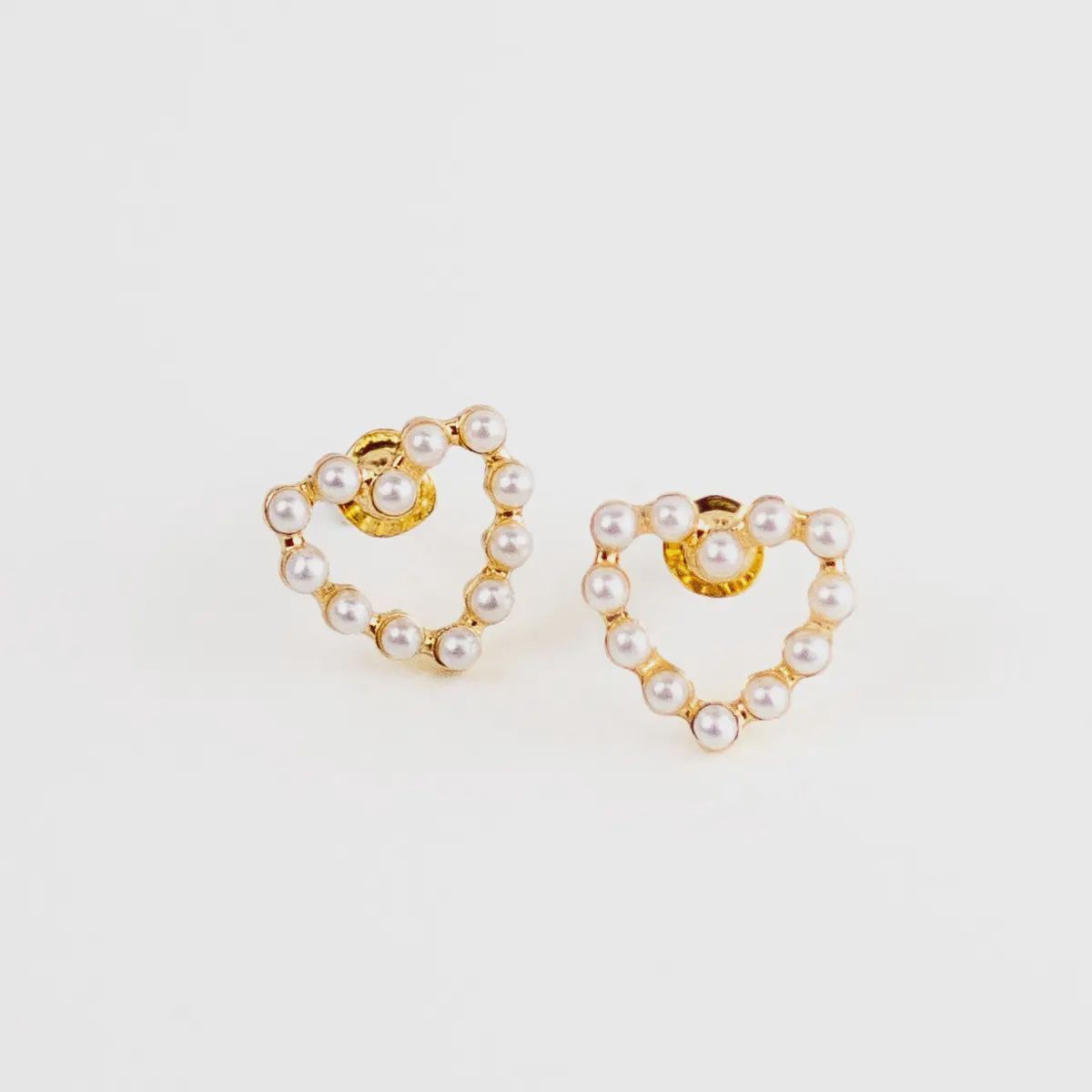 Heart Pearl Stud Earrings