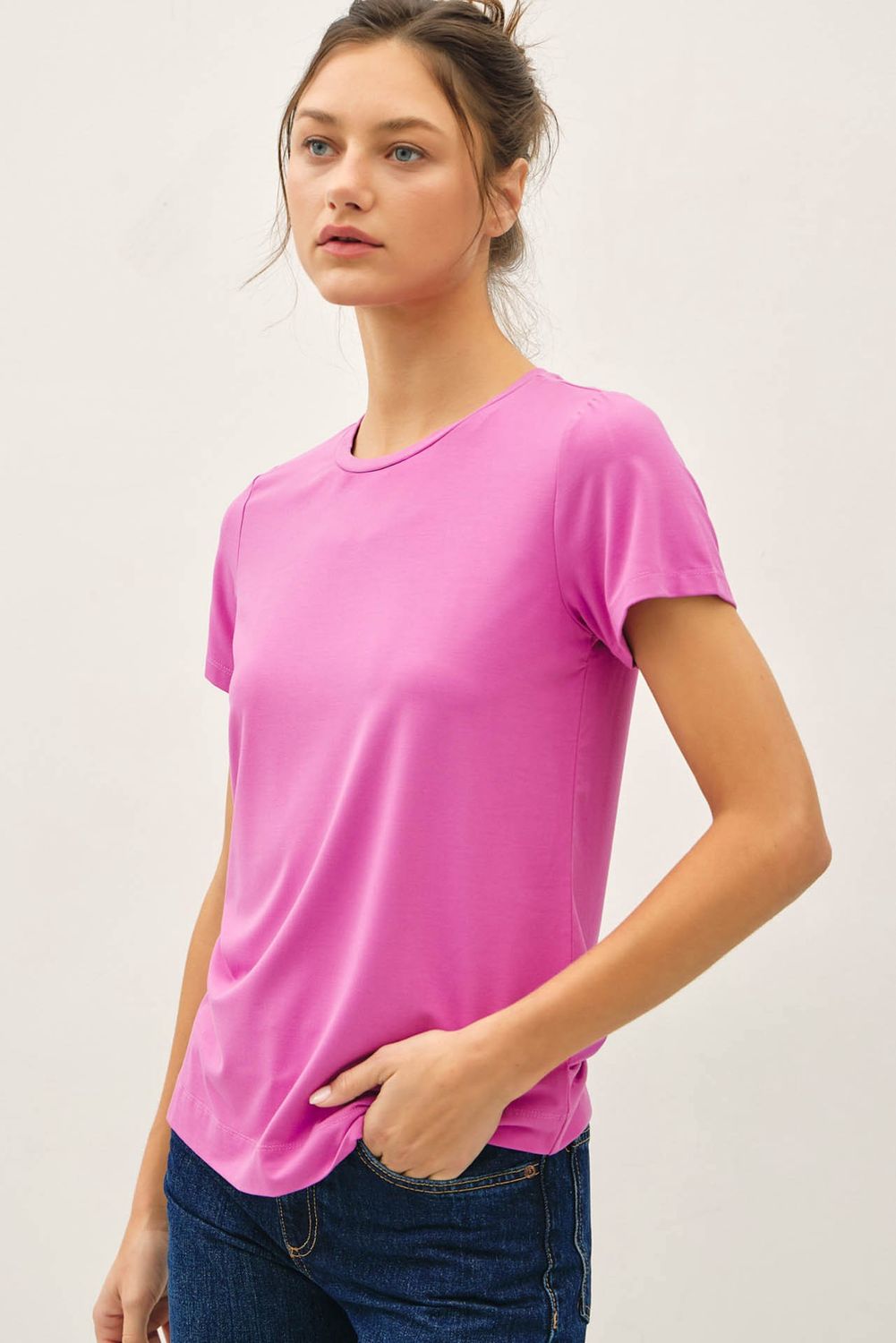 Berry Basic Round Neck Tee