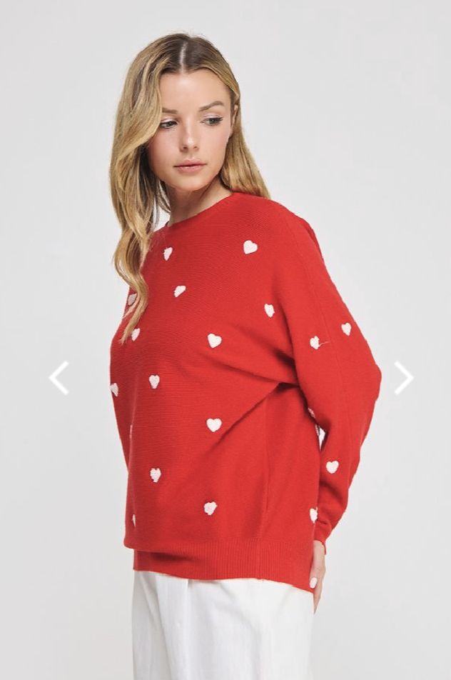 Dolman Sweater 3D Textured Hearts