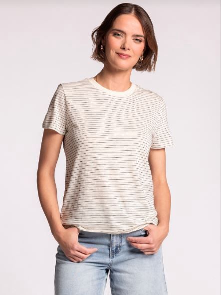 Sarah Tee, Color: Ivory Black, Size: Small