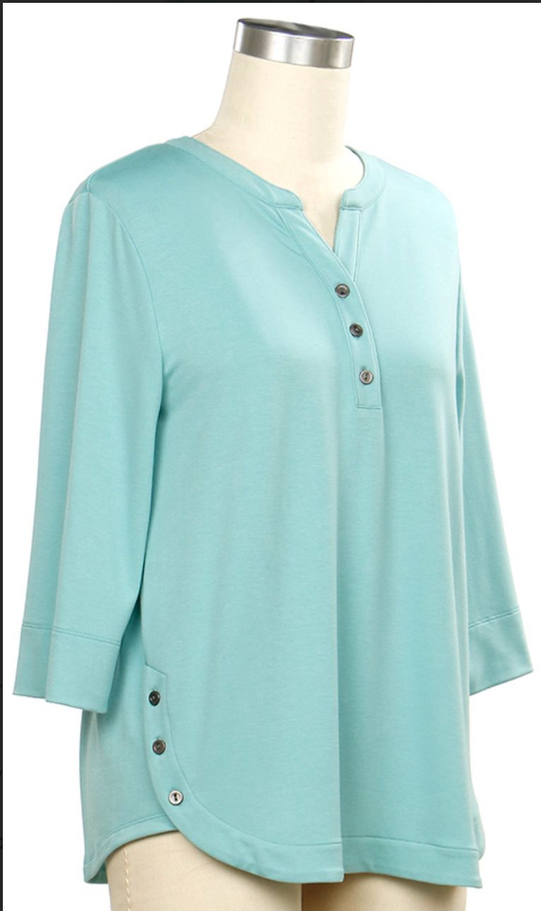 Fillmore Ave 3/4 Sleeve Solid Top, Color: Castaway, Size: Small