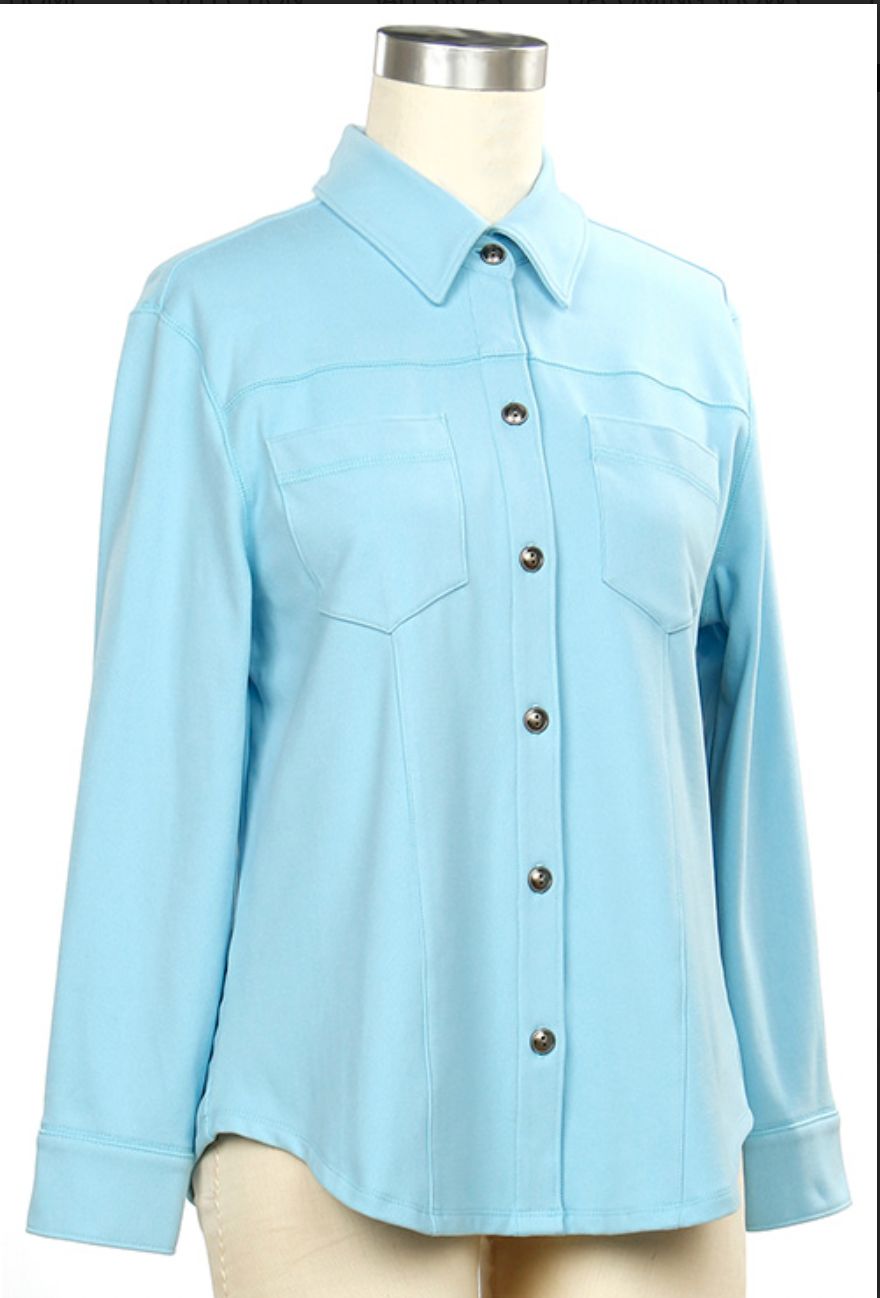 Act Natural Solid Shirt Jacket with Pockets