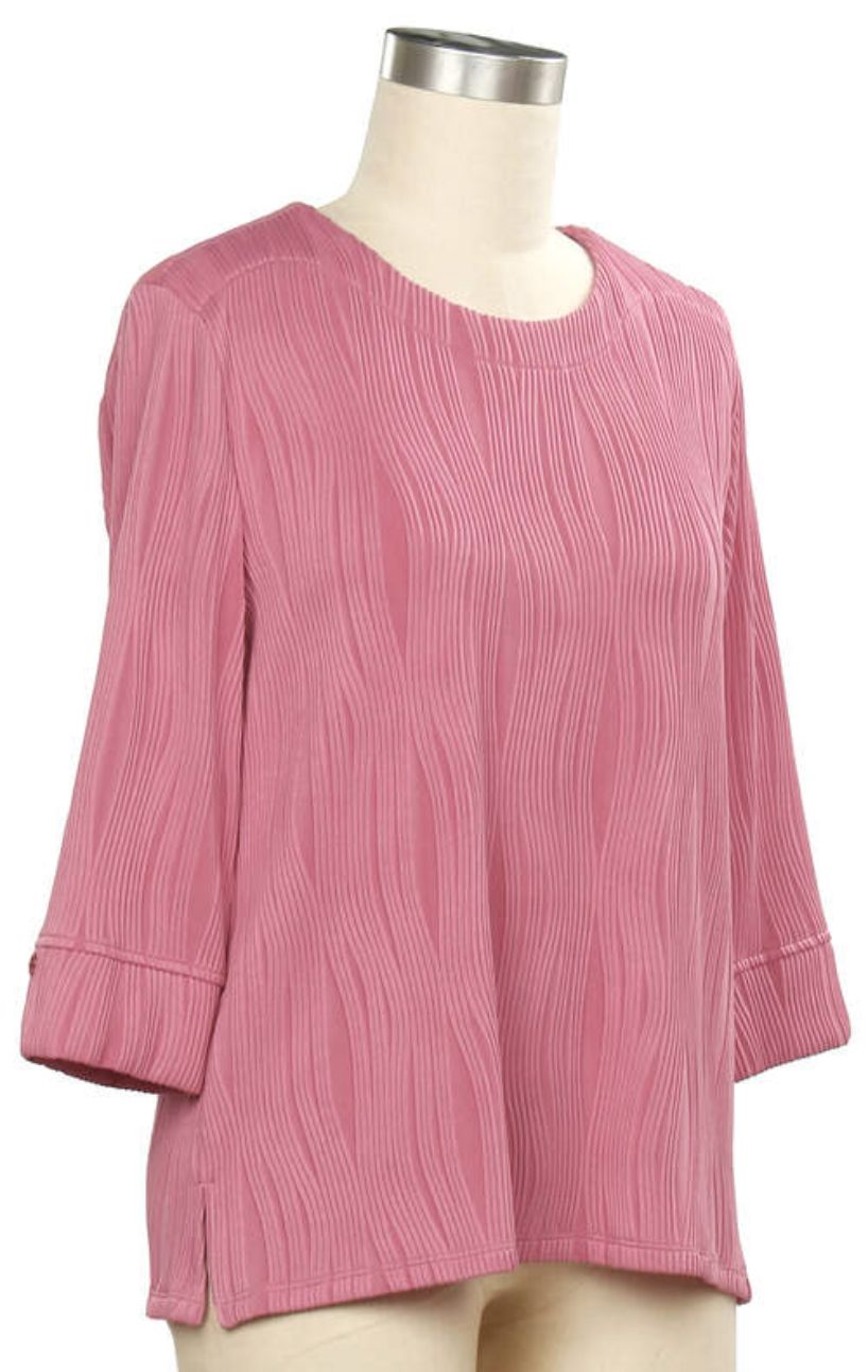 Concise 3/4 Sleeve Solid Wave Top