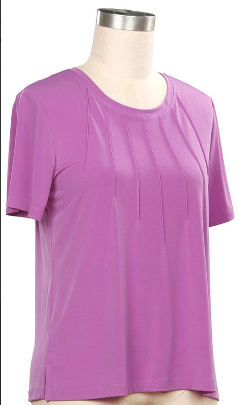 Buzz Worthy Solid Pintuck Neck Top