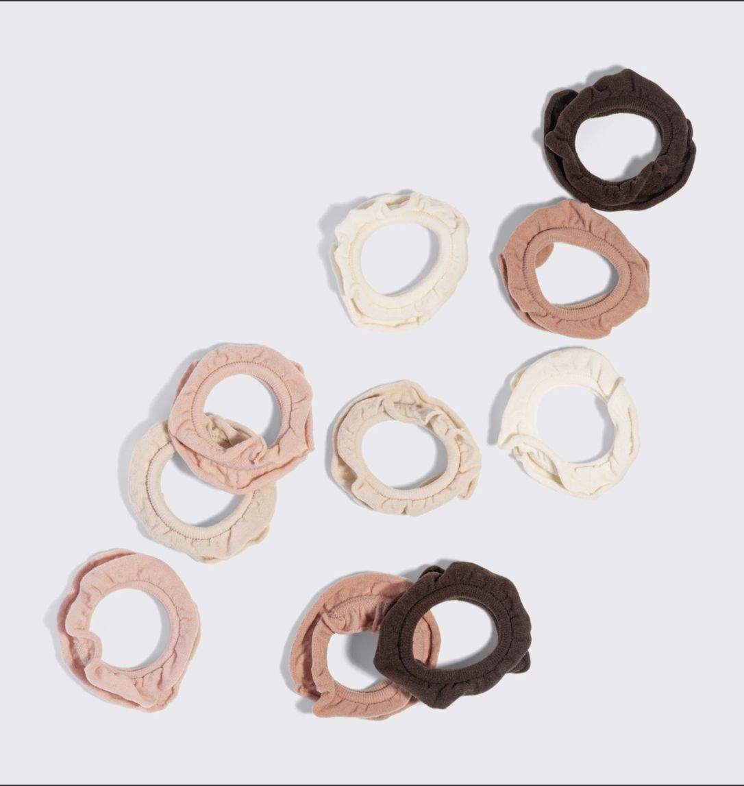 Recycled Fabric Petal Hair Elastics 10pc Set