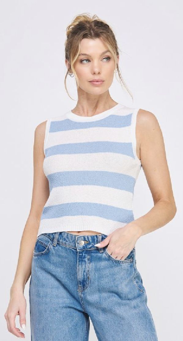 Pebbled Knit Striped Tank