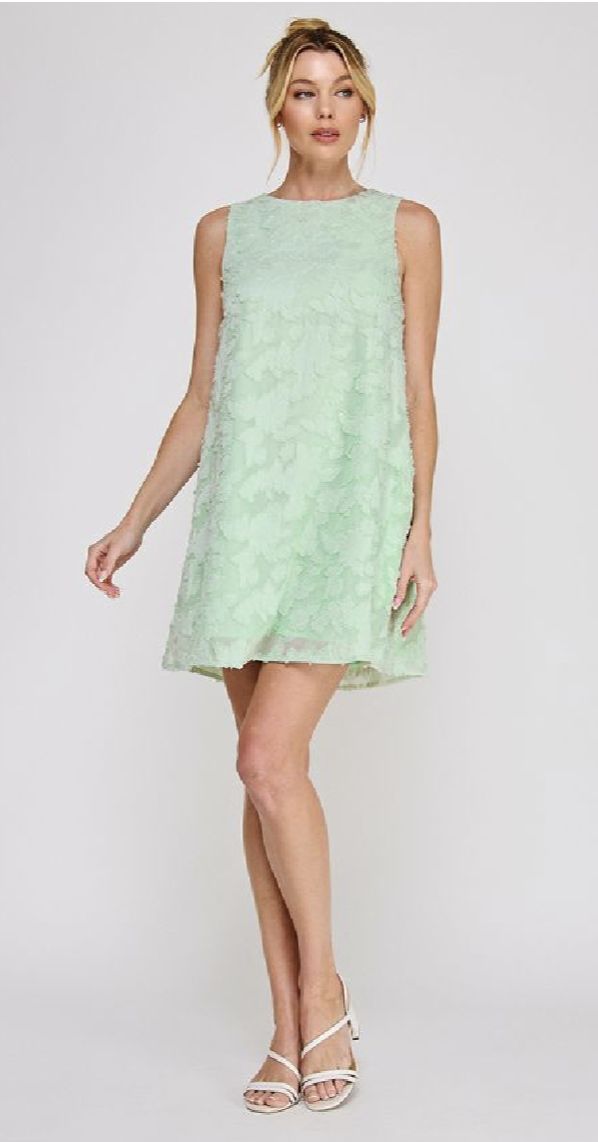 Floral Jacquard A-Line Dress Lined + Pockets