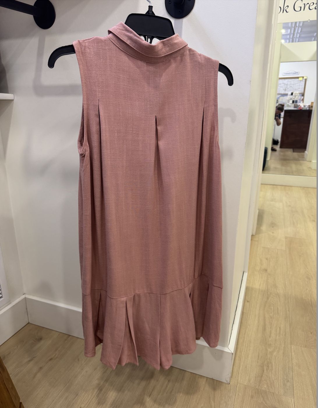 Collard Pleated Linen Romper