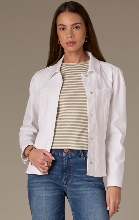 Long Sleeve Peplum Jacket, Color: Optic White, Size: Small