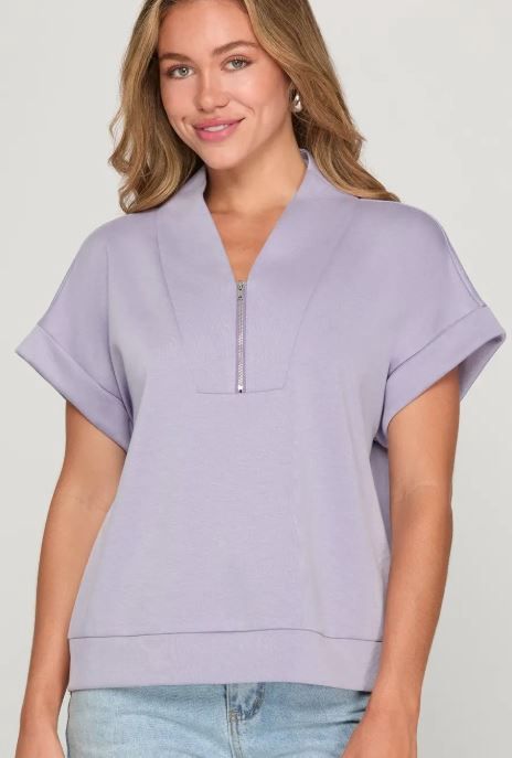 Drop shoulder High Neck Half Zip