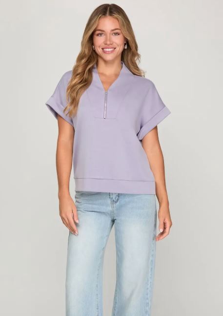 Drop shoulder High Neck Half Zip