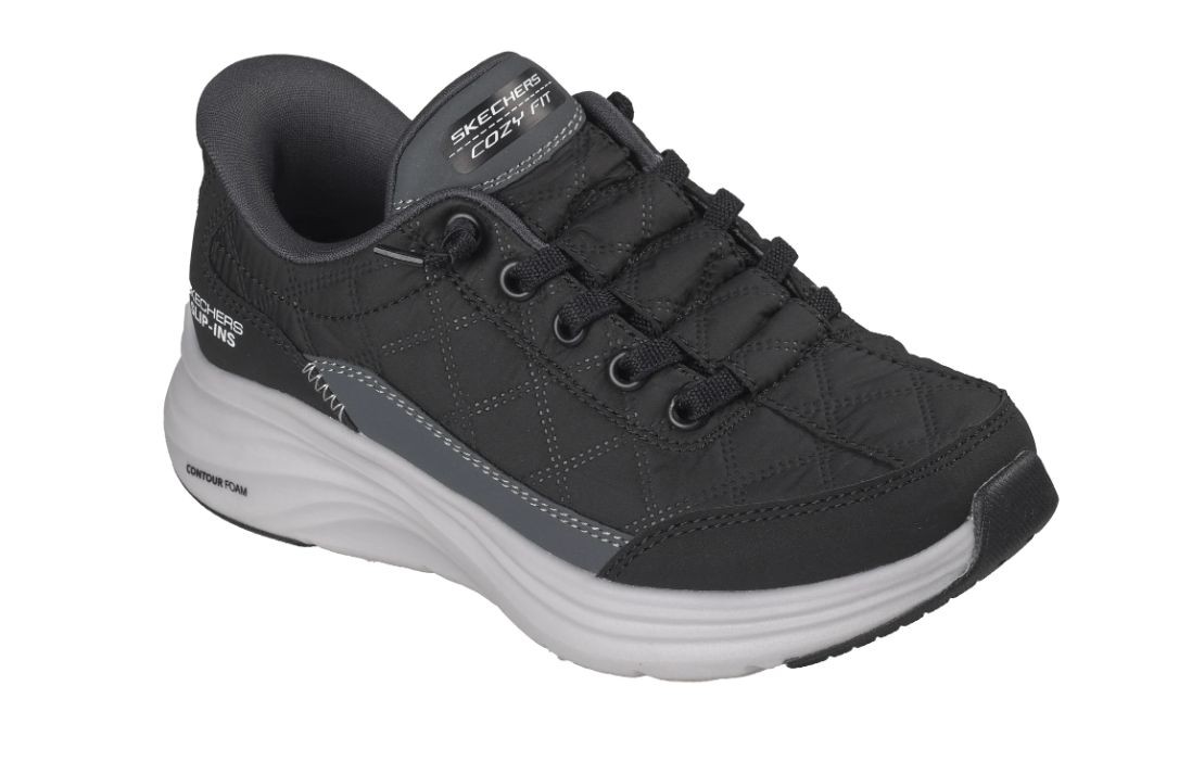 Skechers Boys Slip-ins: Contour Foam - Cozy Fit, Color: Black/White, Size: 10.5, Type: Kids