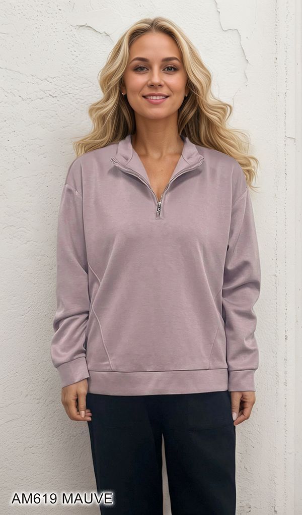 Soft Stream Half-Zip Pullover, Color: Mauve, Size: Small