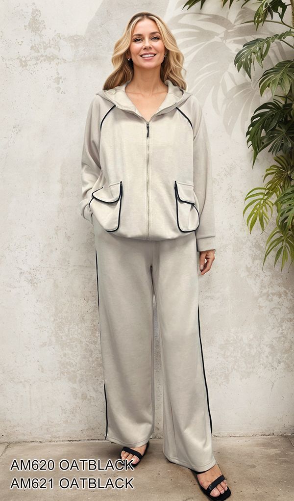 Soft Stream Contrast Piping Zip Up