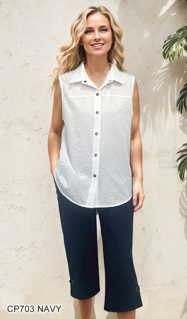 Side Detail Capri, Color: Navy, Size: Small