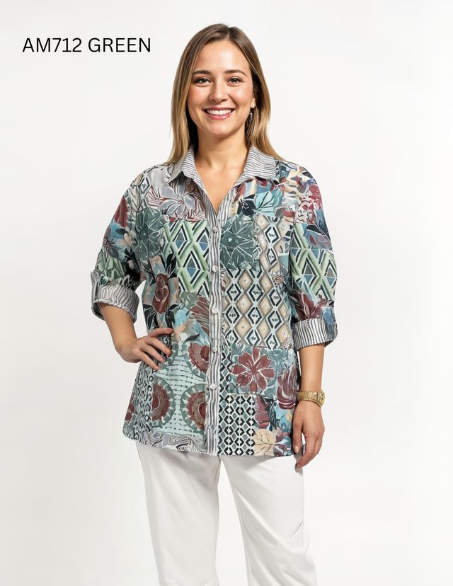 Geo Tile Print Blouse