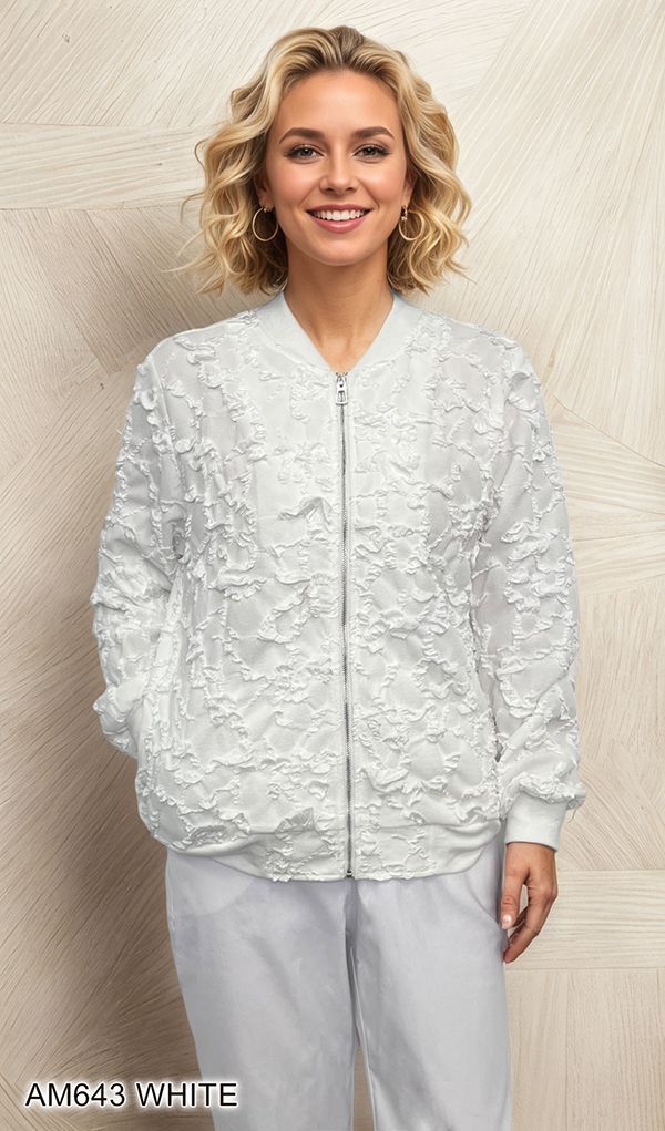 Floral Bomber Jacket, Color: White, Size: Small