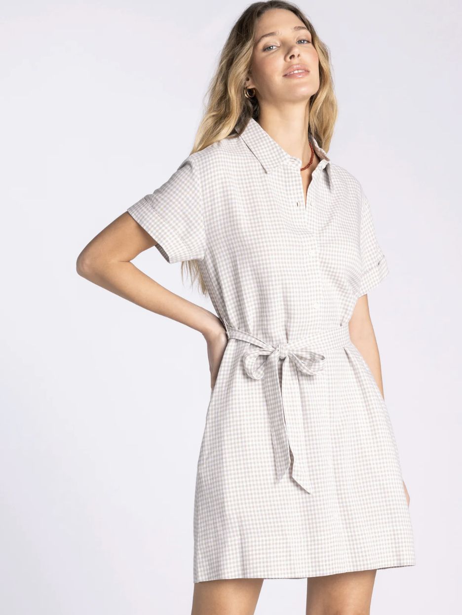 Caelis Dress, Color: Sand Gingham, Size: Small