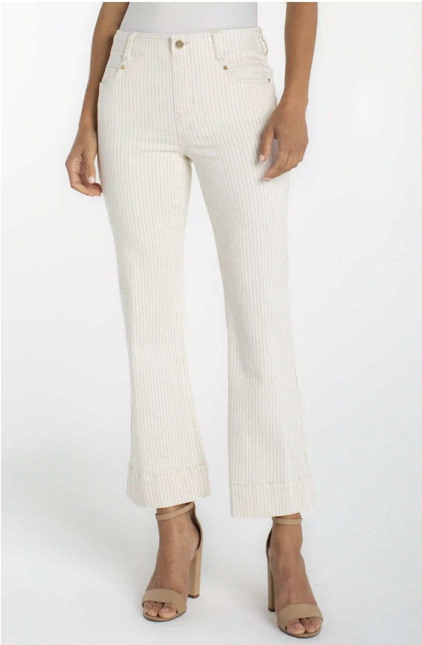 The Gia Glider Crop Flare With Wide Hem, Color: Nautical Stripes, Size: 4