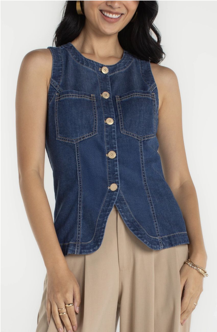 Crew Neck Split Front Vest