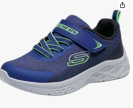 Skechers Kids' Dynamatic Sneakers, Color: Navy/Black/Lime, Size: 12, Type: Youth