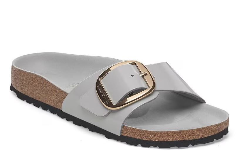 Madrid Big Buckle | Natural Leather Patent |, Color: High Shine Stone Coin, Size: 38/7-7.5, Width: Medium/Narrow