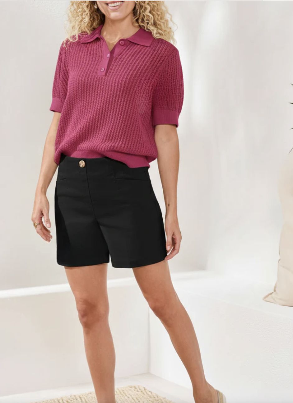 Flatten It Pull on Shorts, Color: Black, Size: 4