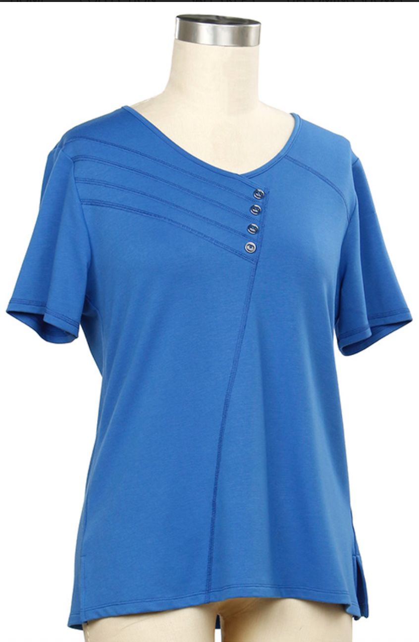 Island Oasis Short Sleeve Solid Top, Color: Midshipman, Size: Small
