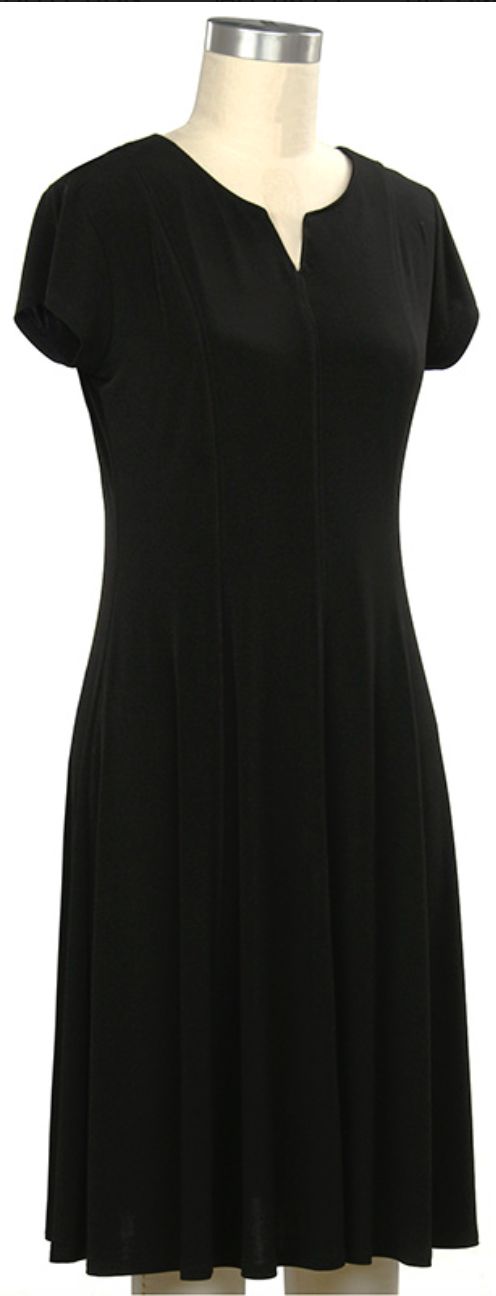Ins &amp; Outs Cap Sleeve Solid Dress, Color: Black, Size: Small