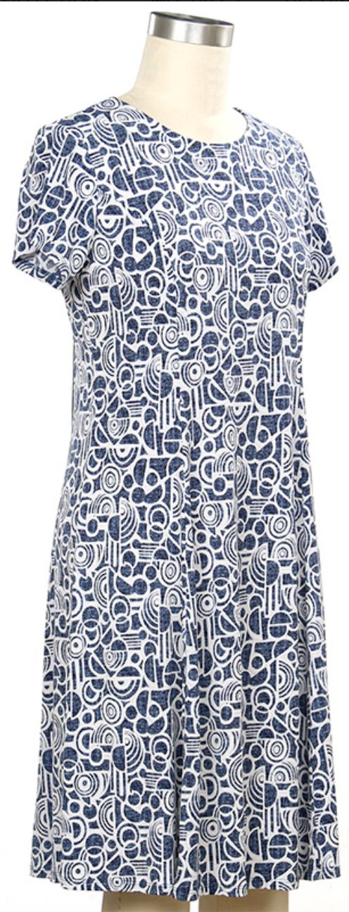 Short Sleeve Kalani Geo Print Dress, Color: Navy Blue, Size: Small
