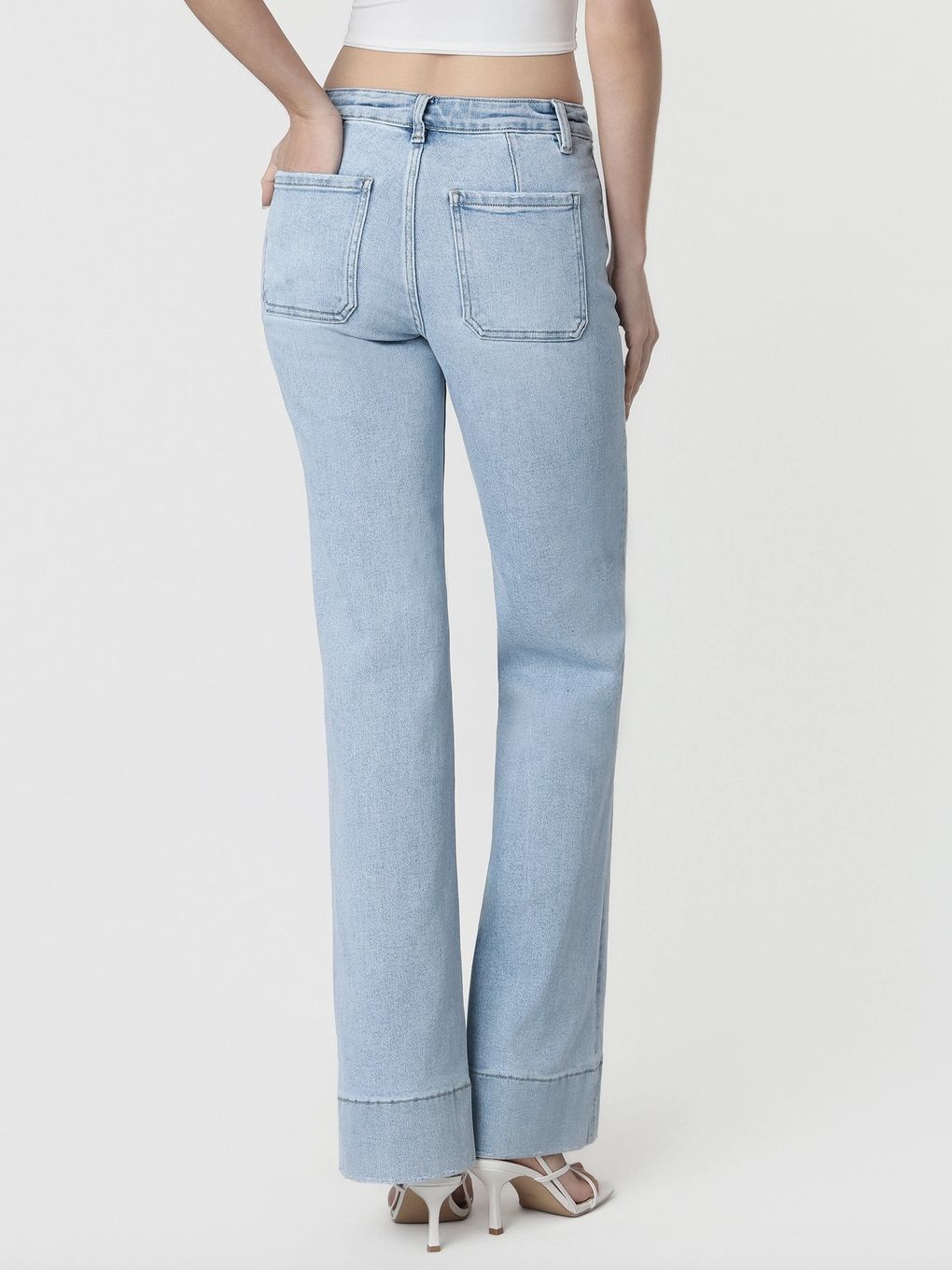 High Rise Vintage Flare With Front Patch Pockets