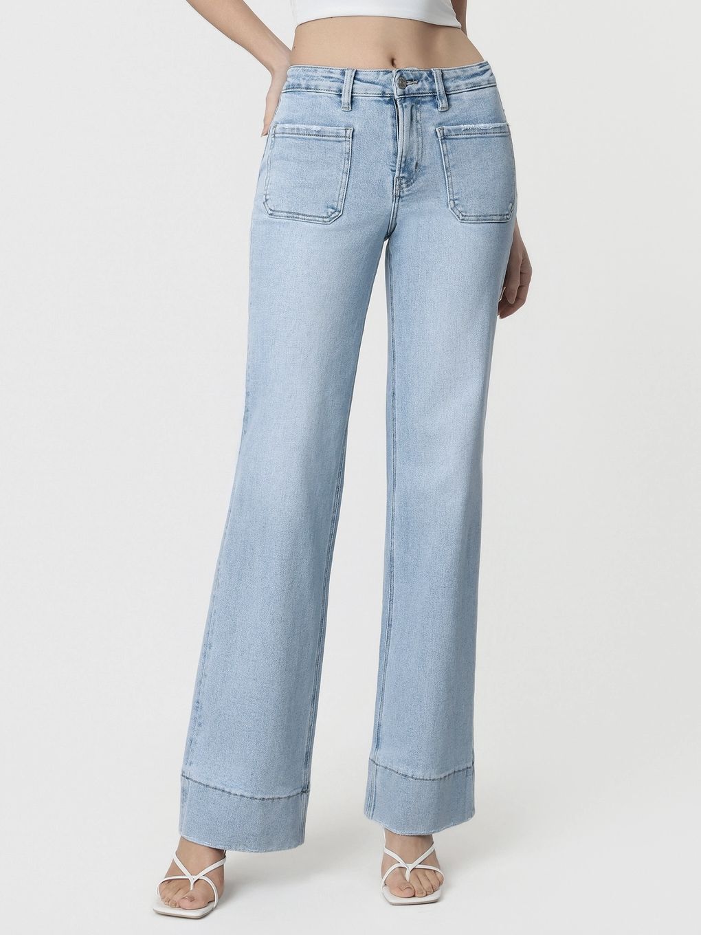 High Rise Vintage Flare With Front Patch Pockets