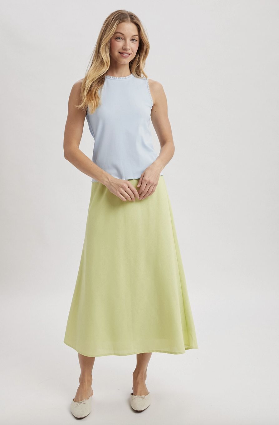 Ribbed Knit Tank Top with Trim Detail