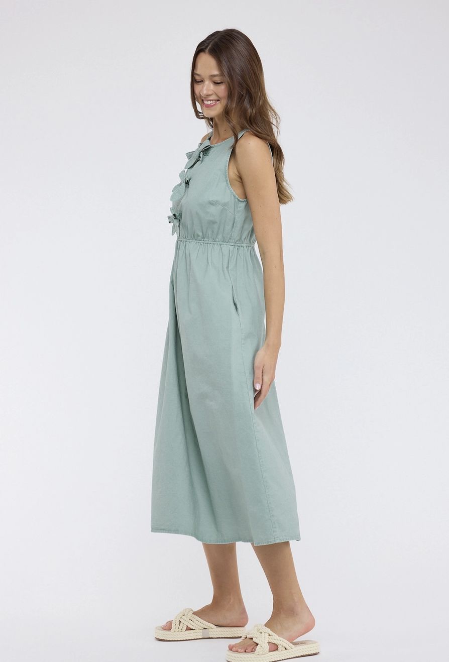 Cotton Triple Bow Midi Dress
