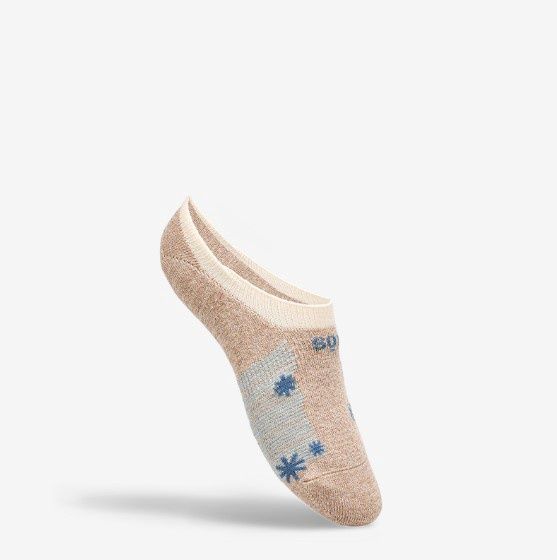 No Show Stars and Stripes Socks Single, Color: Tan/Blue, Size: Small
