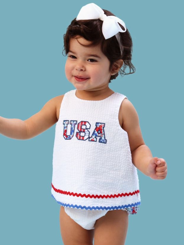Baby Girls USA Freedom Floral Swing Top &amp; Bloomer Set