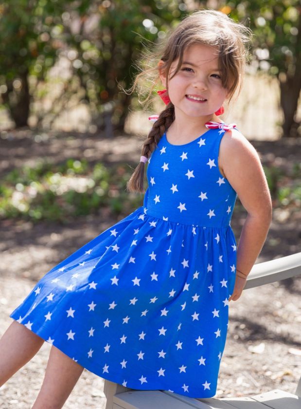 Girls Stars &amp; Stripes Knit Tie Shoulder Twirl Dress, Size: 12-18M