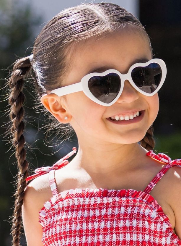 Girls White Heart Shaped Sunglasses, Color: White, Size: 0-24M